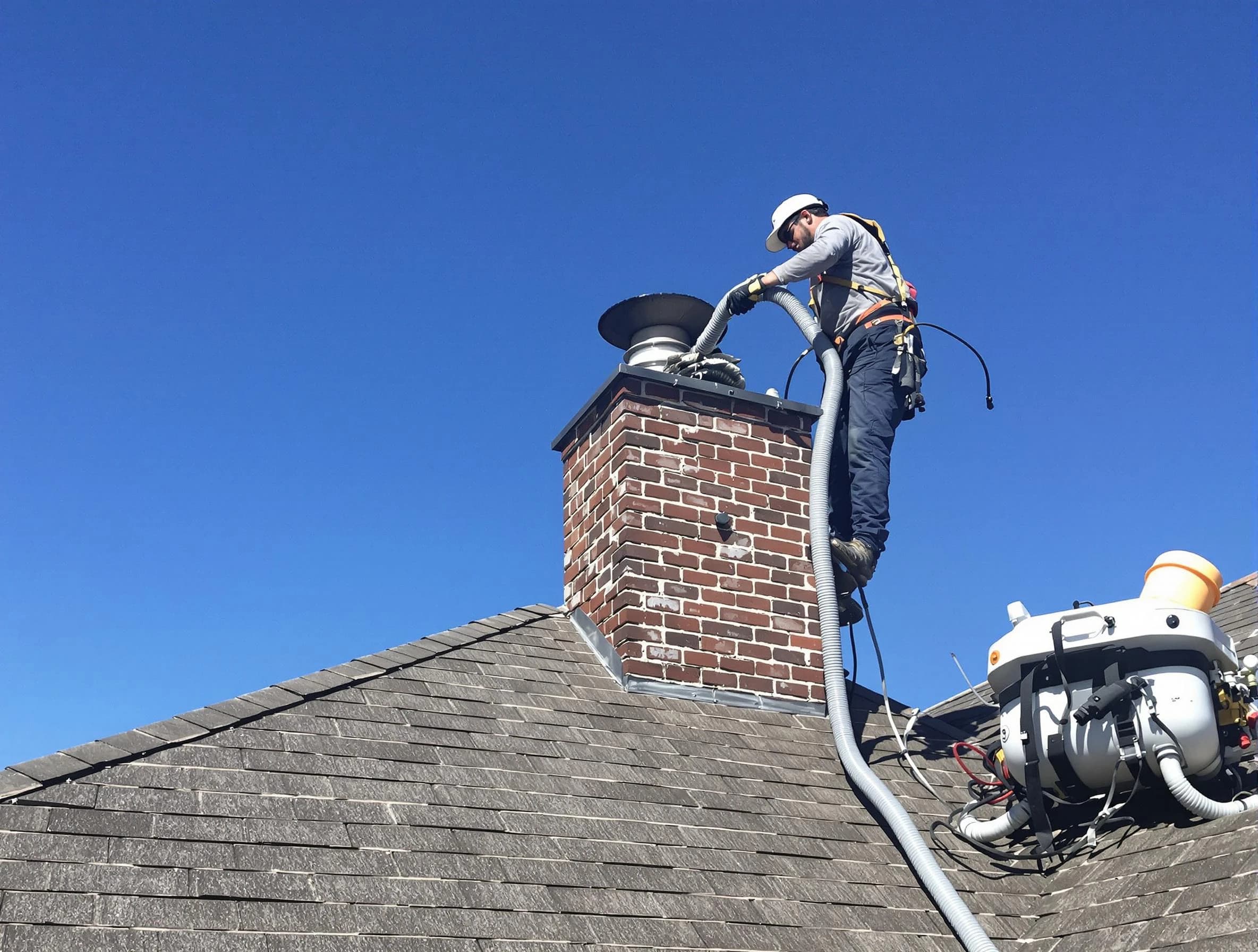 Dedicated Canonsburg Chimney Sweep team member cleaning a chimney in Canonsburg, PA