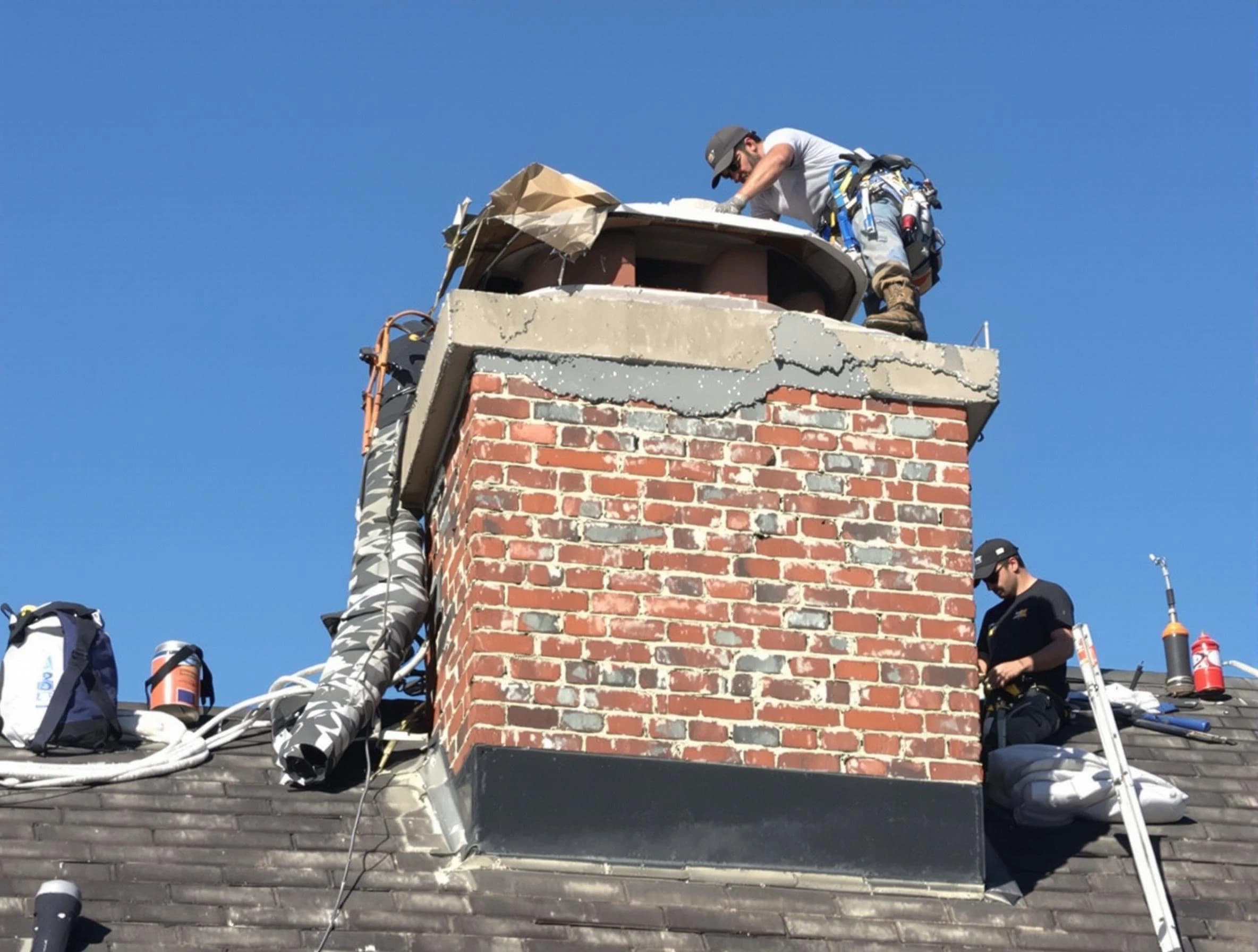 Canonsburg Chimney Sweep installing a custom chimney crown in Canonsburg, PA