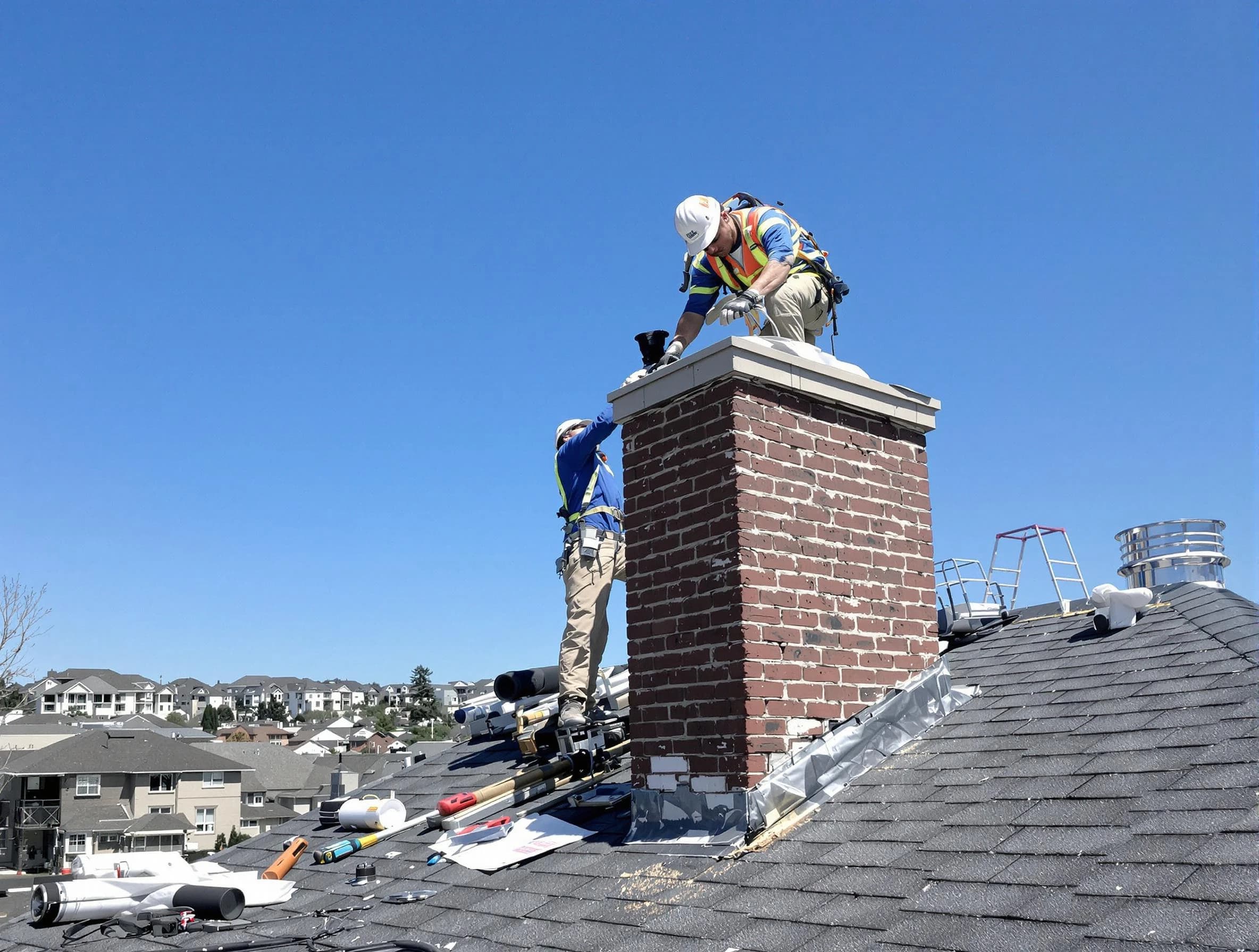 Canonsburg Chimney Sweep repairing a chimney crown in Canonsburg, PA