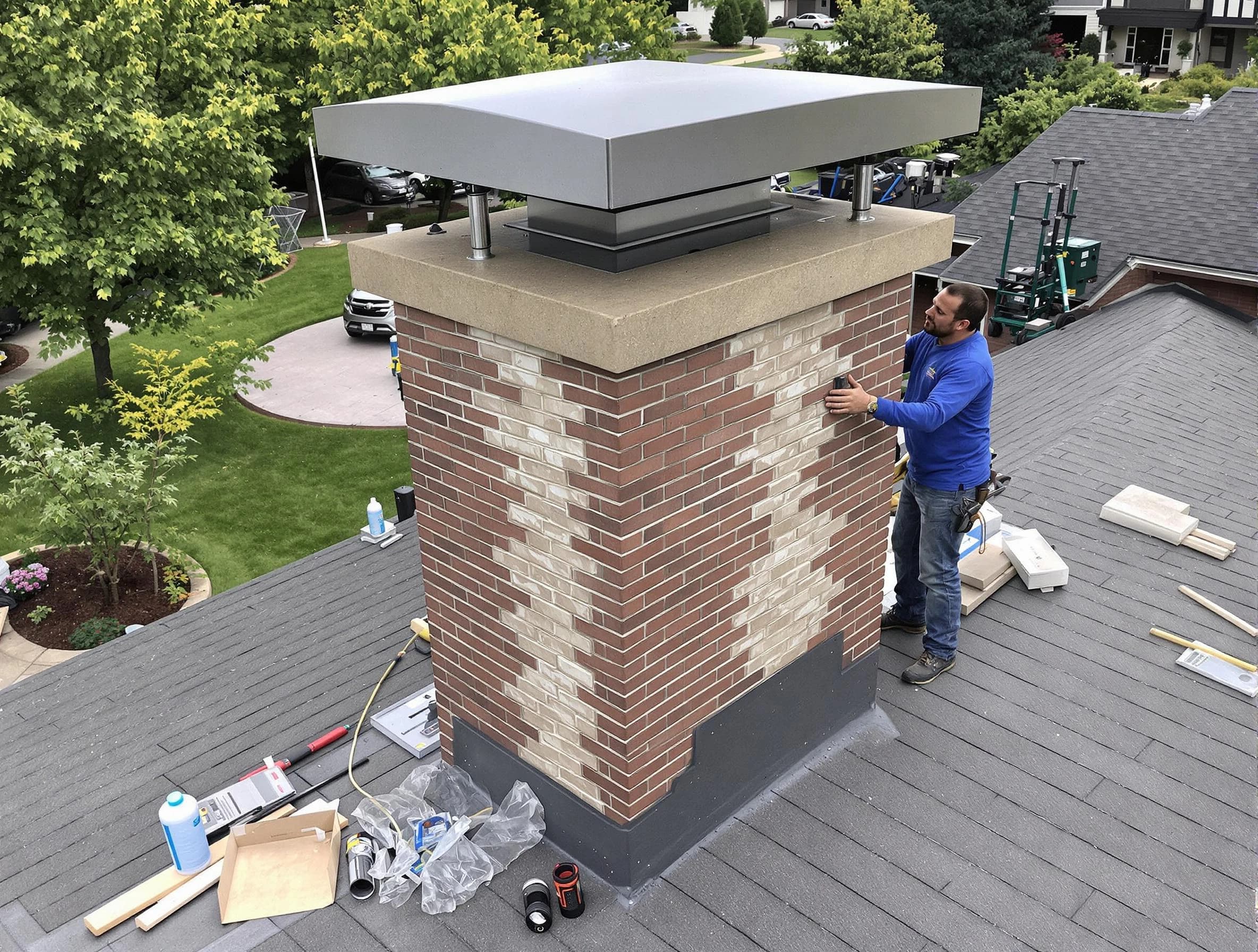 Canonsburg Chimney Sweep team working on a custom chimney remodel in Canonsburg, PA
