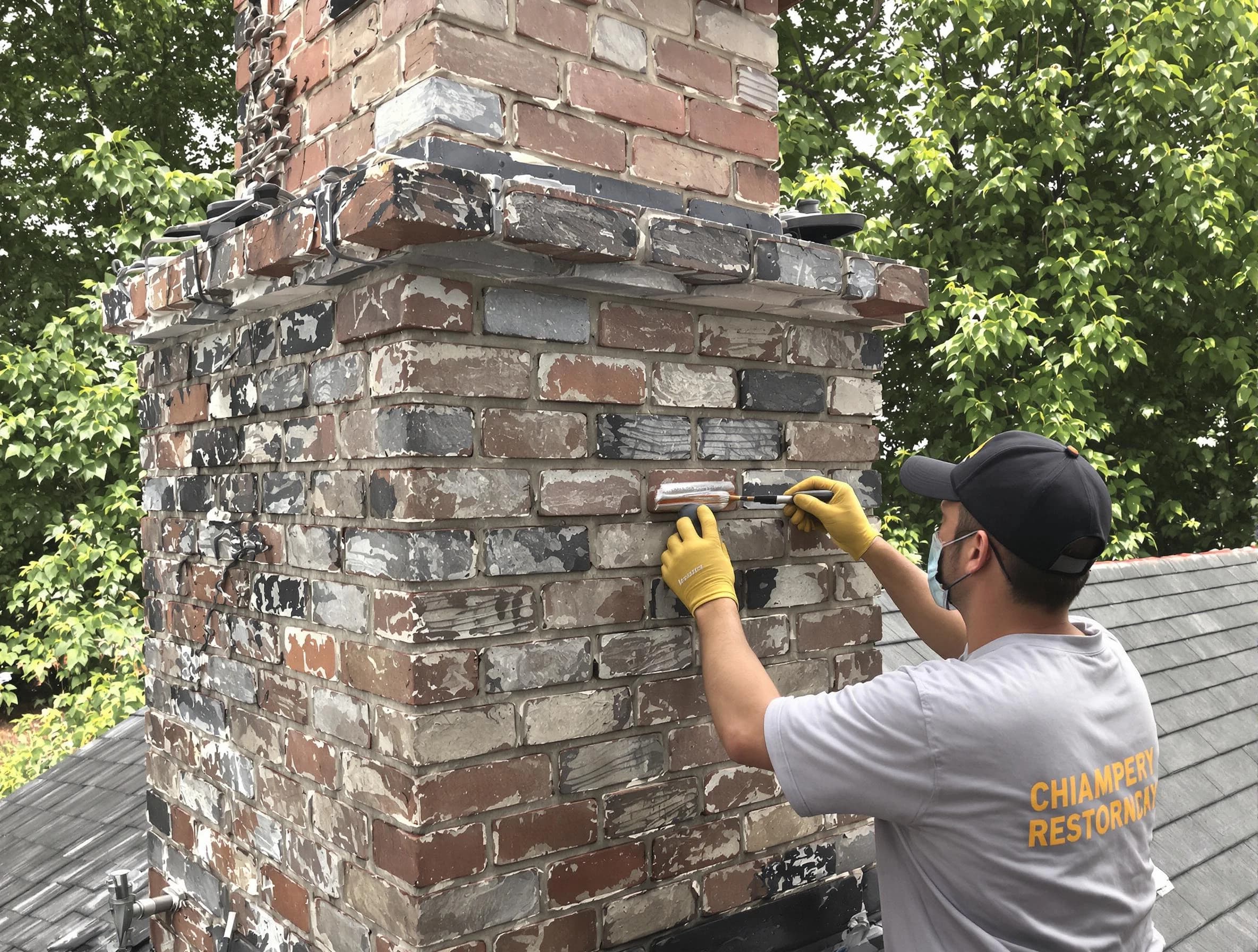 In-progress chimney restoration by Canonsburg Chimney Sweep in Canonsburg, PA