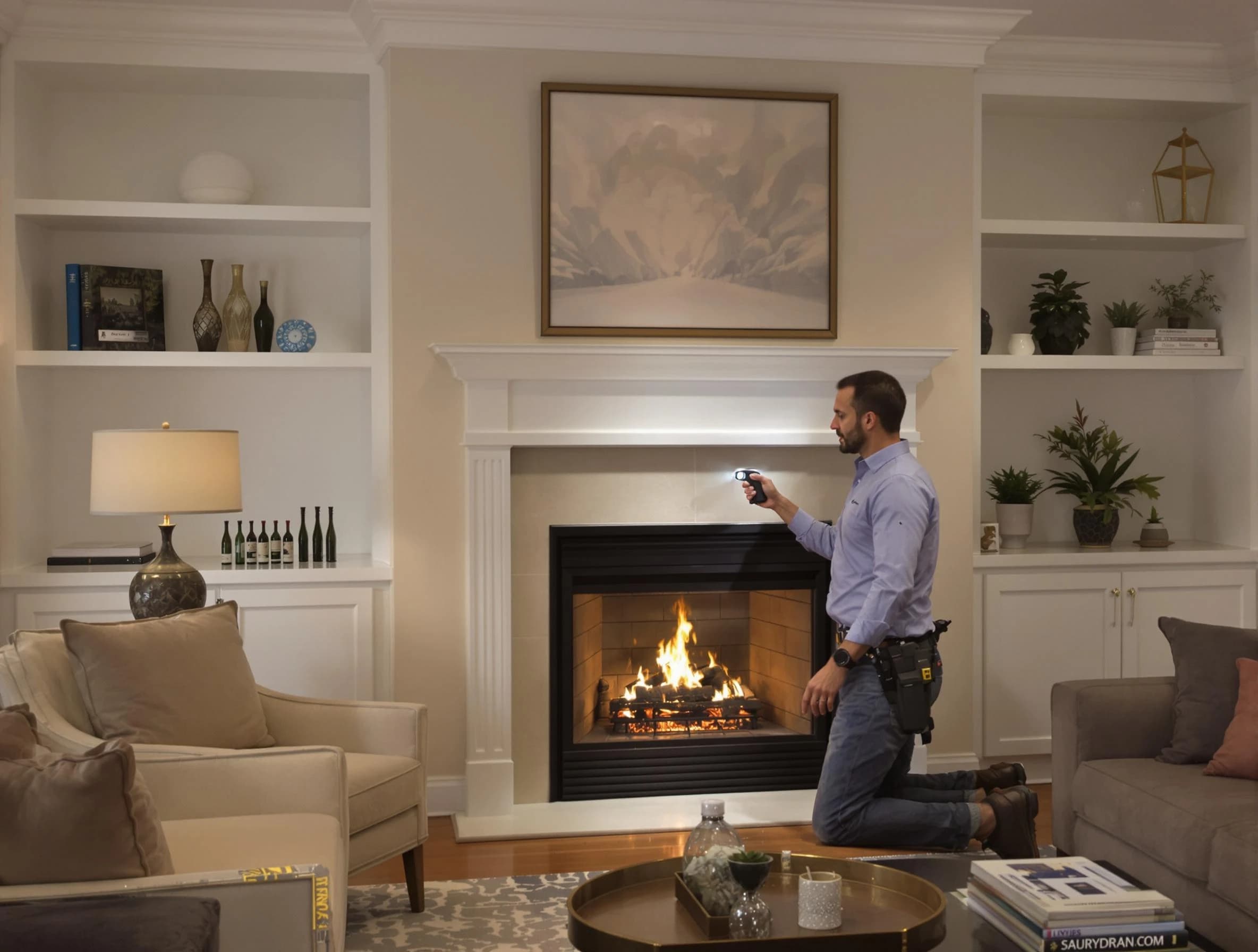 Canonsburg Chimney Sweep conducting a fireplace safety inspection in Canonsburg, PA