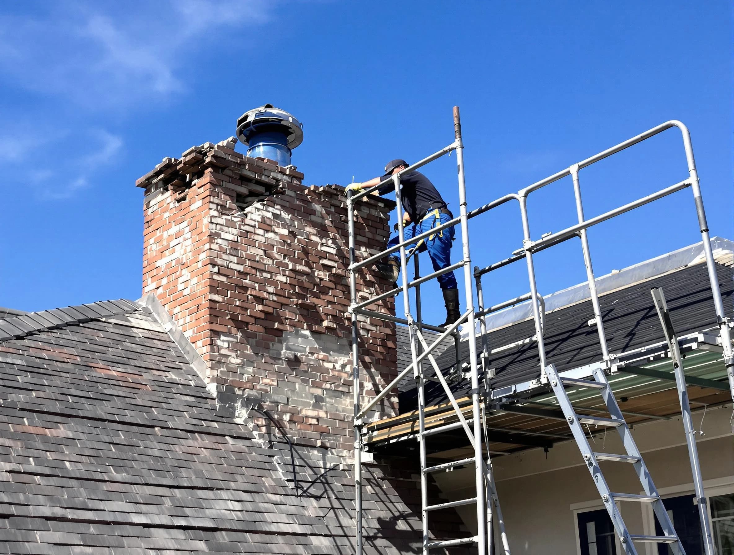 Rebuilding a chimney structure by Canonsburg Chimney Sweep in Canonsburg, PA