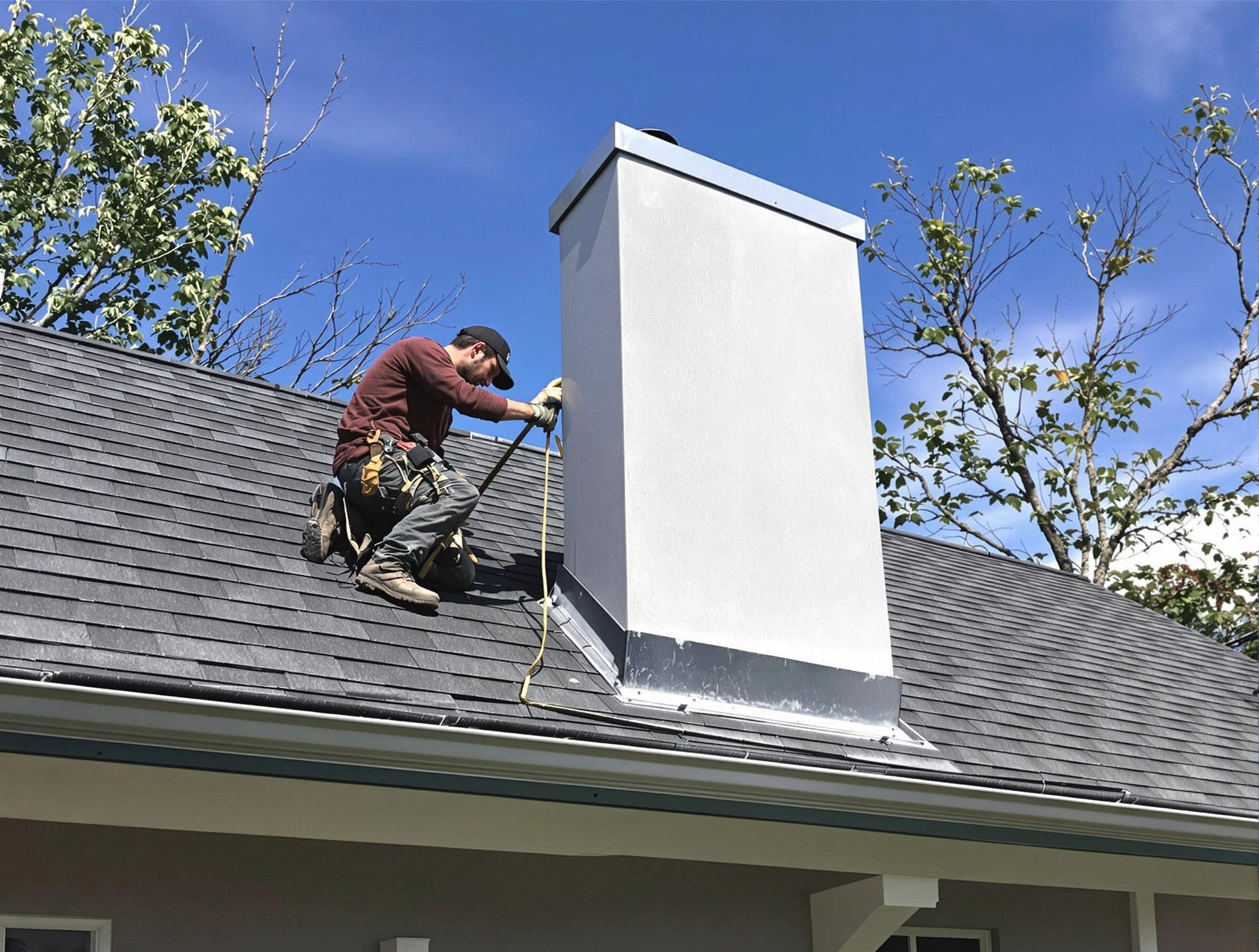 Canonsburg Chimney Sweep team member finishing chimney construction in Canonsburg, PA