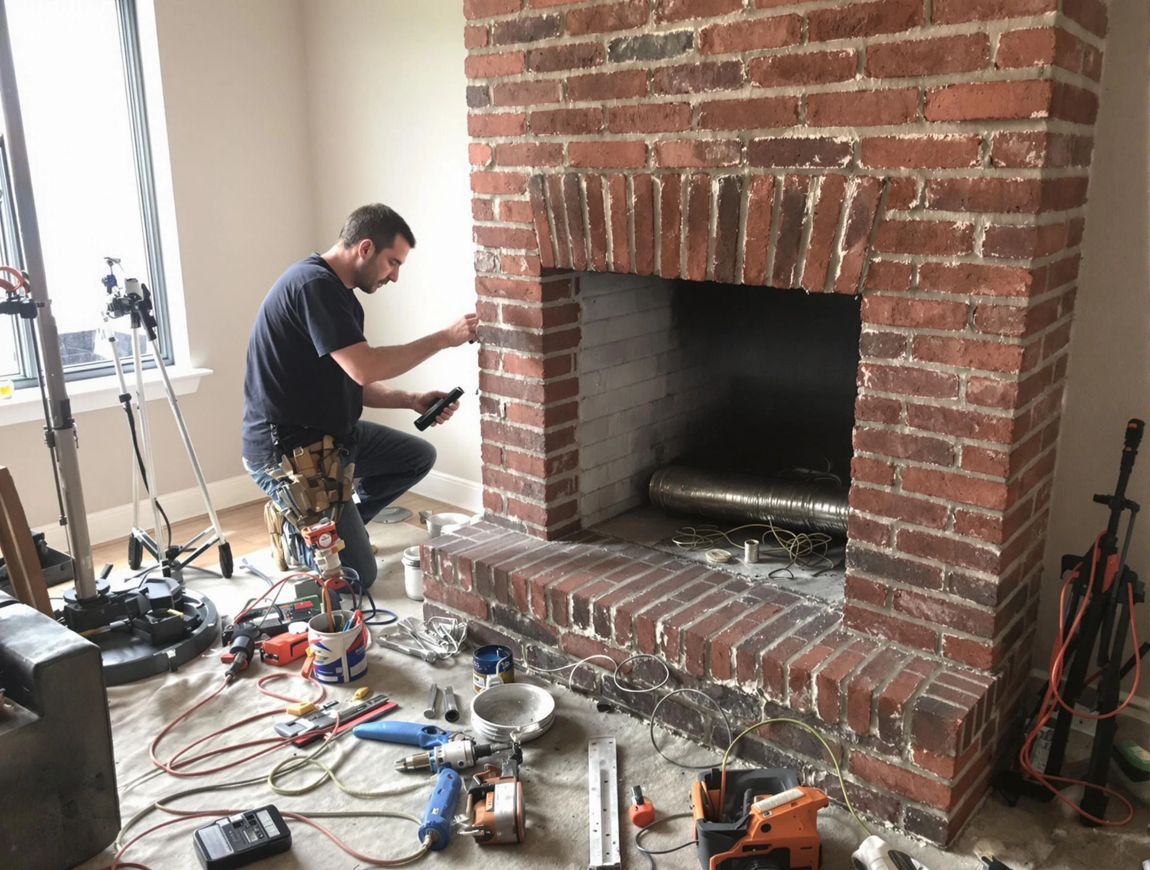 Canonsburg Chimney Sweep specialist finalizing chimney liner service in Canonsburg, PA